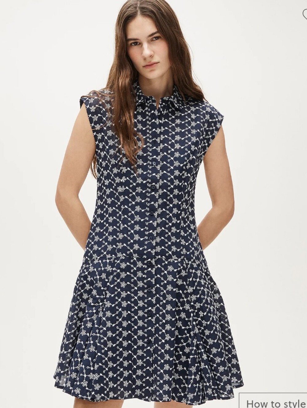 J Crew Mini eyelet shirt-dress CS929 Size 00 Navy NEW!